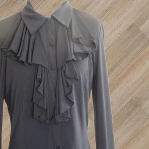 INC International Concepts Tops - INC BLACK RUFFLE FRONT BUTTON DOWN BLOUSE INC International Concepts Tops - INC BLACK RUFFLE FRONT BUTTON DOWN BLOUSE